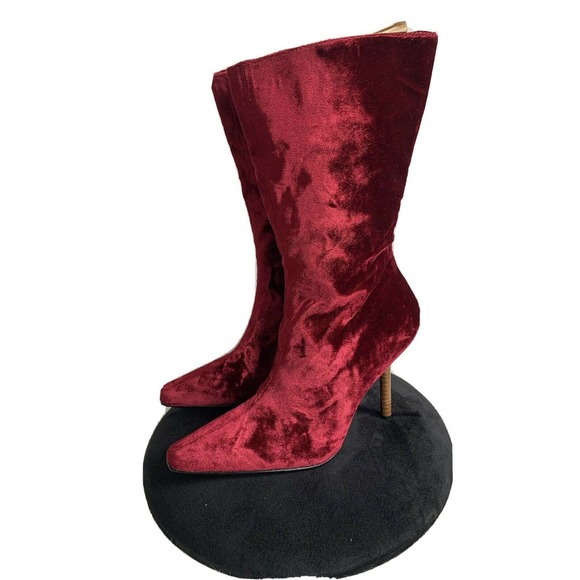 Colin Stuart Shoes - Colin Stuart Bordeaux Velvet High Stiletto Boots